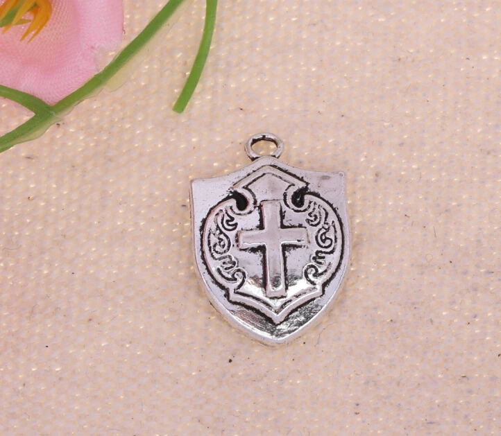 Cross Shield Charm Pendants Vintage Silver For Bracelet Necklace Fashion Jewelry Making Beads Brand DIY Accessories 10PCS A239 | Украшения