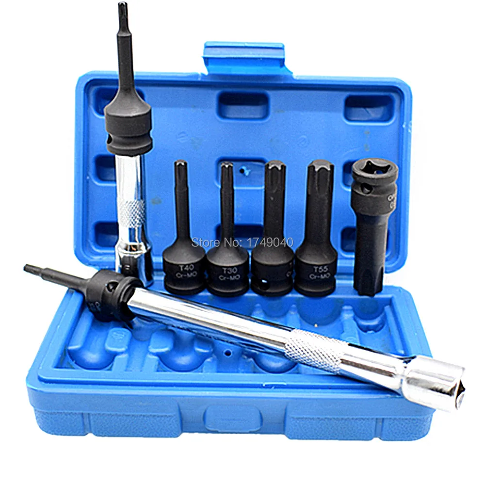7pc 3/8" Square Drive Torx Star Bit Impact Socket Set T20 to T60 w/2pcs Extension Bar Set 3/8" Drive Socket Ratchet Garage Tool
7pc 3/8" Square Drive Torx Star Bit Impact Socket Set T20 to T60 w/2pcs Extension Bar Set 3/8" Drive Socket Ratchet Garage Tool
