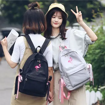 Fashion Soft Cute Embroidered Flamingo Nylon Women Bow Backpacks 2019 New Female Students School Bags Shoulder Bags
Fashion Soft Cute Embroidered Flamingo Nylon Women Bow Backpacks 2019 New Female Students School Bags Shoulder Bags
