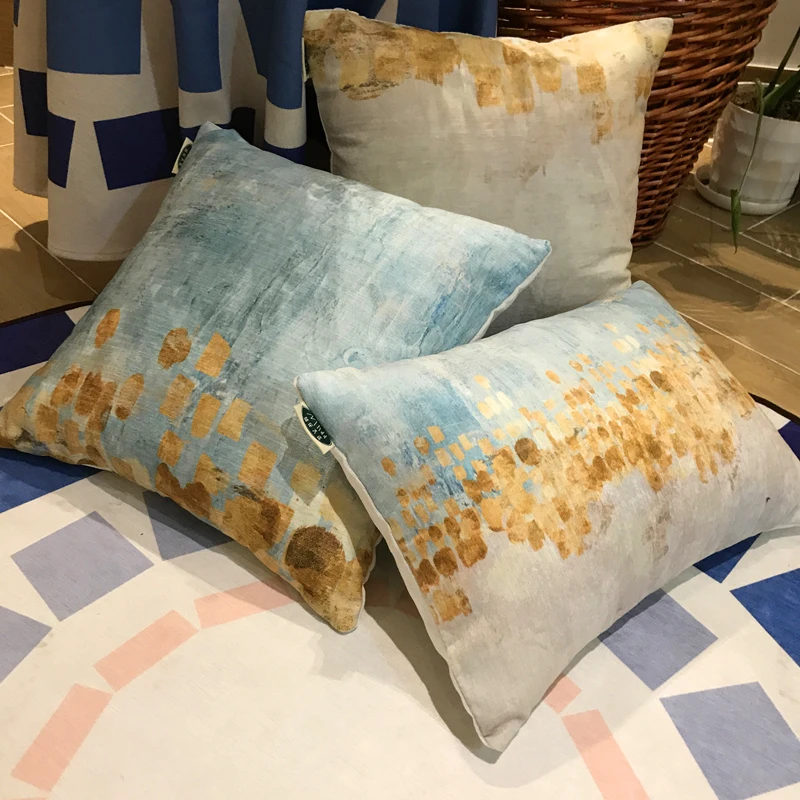 44X44/38X48CM Blue gold beige pillowcase thick chenille cushion cover sofa colorful abstract throw pillow cover home decor sofa 
44X44/38X48CM Blue gold beige pillowcase thick chenille cushion cover sofa colorful abstract throw pillow cover home decor sofa