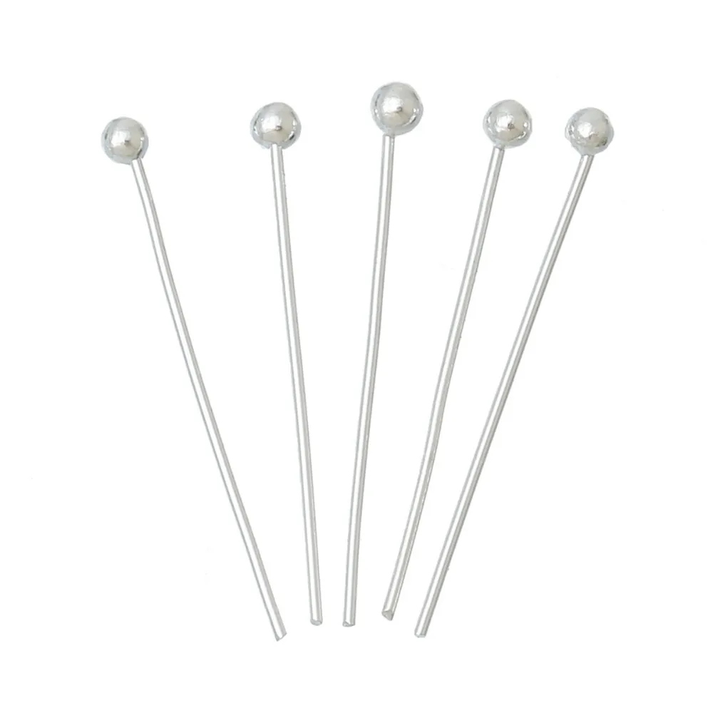 300 Pcs Silver Plated Ball Head Pins 0.5x50mm Findings