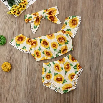 Toddler Baby Girl clothes off shoulder pullover short sleeve Tops Flower print Tassel Shorts bow Headband 2pc kids cotton Outfit
Toddler Baby Girl clothes off shoulder pullover short sleeve Tops Flower print Tassel Shorts bow Headband 2pc kids cotton Outfit