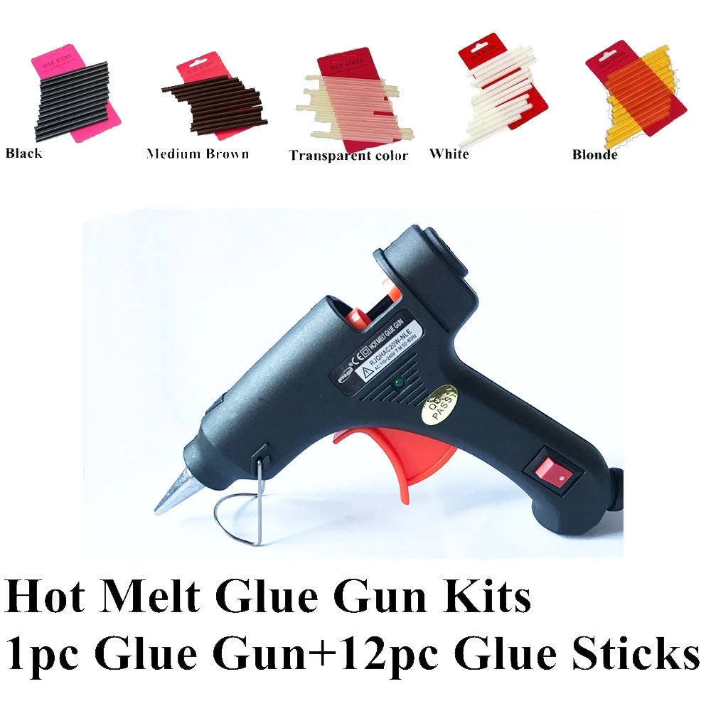 Клеевой пистолет для волос/20 Вт клеевые палочки горячего расплава 10*0 7 см 12 шт.