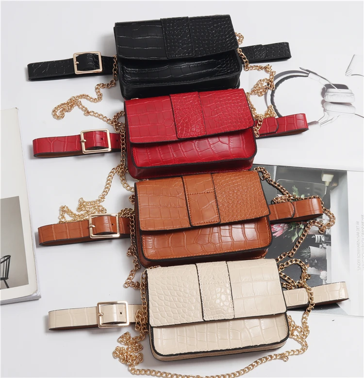 2019 Fashion Women Waist Packs Black Red Crocodile pattern PU Leather Waist Bags Phone Purse Fanny Bag Metal Chain Shoulder Bag
2019 Fashion Women Waist Packs Black Red Crocodile pattern PU Leather Waist Bags Phone Purse Fanny Bag Metal Chain Shoulder Bag
