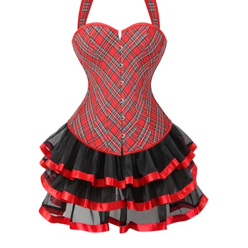 Women Plaid Corset Plus Size 6XL Lingerie Bustier Corsets Tops With Mini Skirt Trainer Gothic Clothing Free Shipping 604-3704
Women Plaid Corset Plus Size 6XL Lingerie Bustier Corsets Tops With Mini Skirt Trainer Gothic Clothing Free Shipping 604-3704