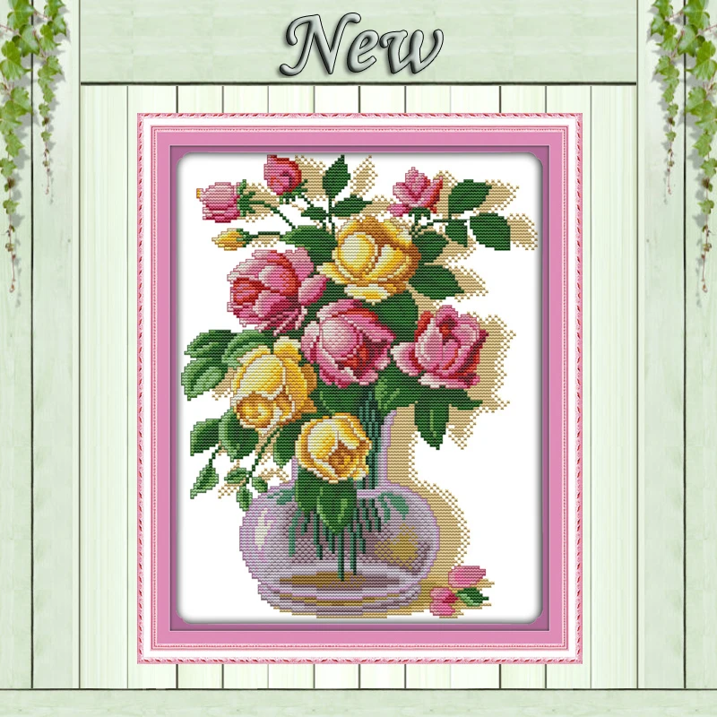 Dual color rose flowers vase 11CT patterns printed on fabric 14CT needlework diy dmc cross stitch chinese Sets Embroidery kits
Dual color rose flowers vase 11CT patterns printed on fabric 14CT needlework diy dmc cross stitch chinese Sets Embroidery kits