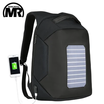 

MARKROYAL Solar Power Anti-theft Men Backpack For 15.6 Inch Laptop External USB Charger Travel Rucksack Water Repellent Mochila
