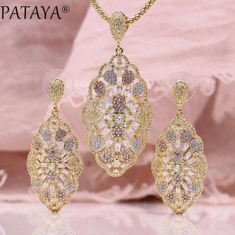 PATAYA New Long Stud Earrings Necklaces Sets Women Wedding Party Luxury Noble 585 Rose Gold Natural Zircon Pendant Jewelry Sets
PATAYA New Long Stud Earrings Necklaces Sets Women Wedding Party Luxury Noble 585 Rose Gold Natural Zircon Pendant Jewelry Sets