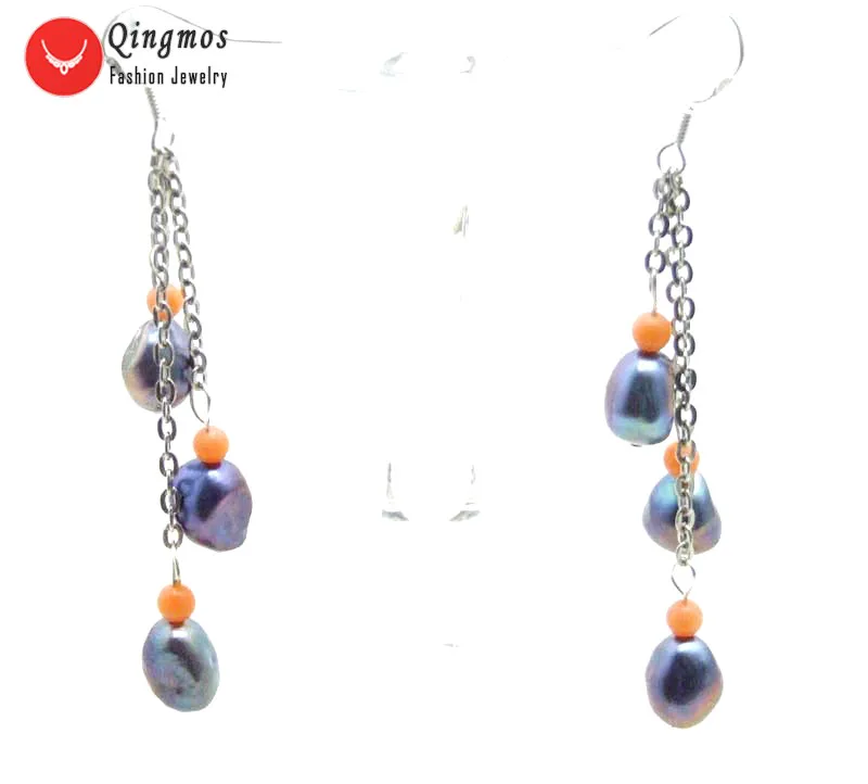 Qingmos 3 Pieces Natural Pearl Earrings for Women with 7-9mm Black Baroque Freshwater Pearl Dangle 3" Earrings Jewelry ear545
Qingmos 3 Pieces Natural Pearl Earrings for Women with 7-9mm Black Baroque Freshwater Pearl Dangle 3" Earrings Jewelry ear545