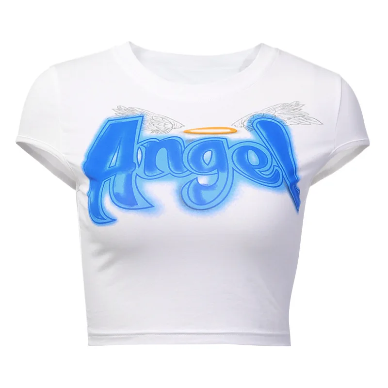 Female Angel Letter Print Running Yoga Short Sleeve T-Shirt Short section reveals navel sexy yoga top GYM Fitness Sport Top Yoga
Female Angel Letter Print Running Yoga Short Sleeve T-Shirt Short section reveals navel sexy yoga top GYM Fitness Sport Top Yoga