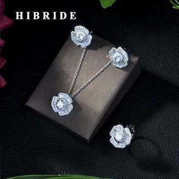 HIBRIDE Luxury Cubic Zirconia Necklace Bracelet Earring and Ring 4pcs Dubai Full Jewelry Set for Women,Bridal Dress Dinner N-222
HIBRIDE Luxury Cubic Zirconia Necklace Bracelet Earring and Ring 4pcs Dubai Full Jewelry Set for Women,Bridal Dress Dinner N-222