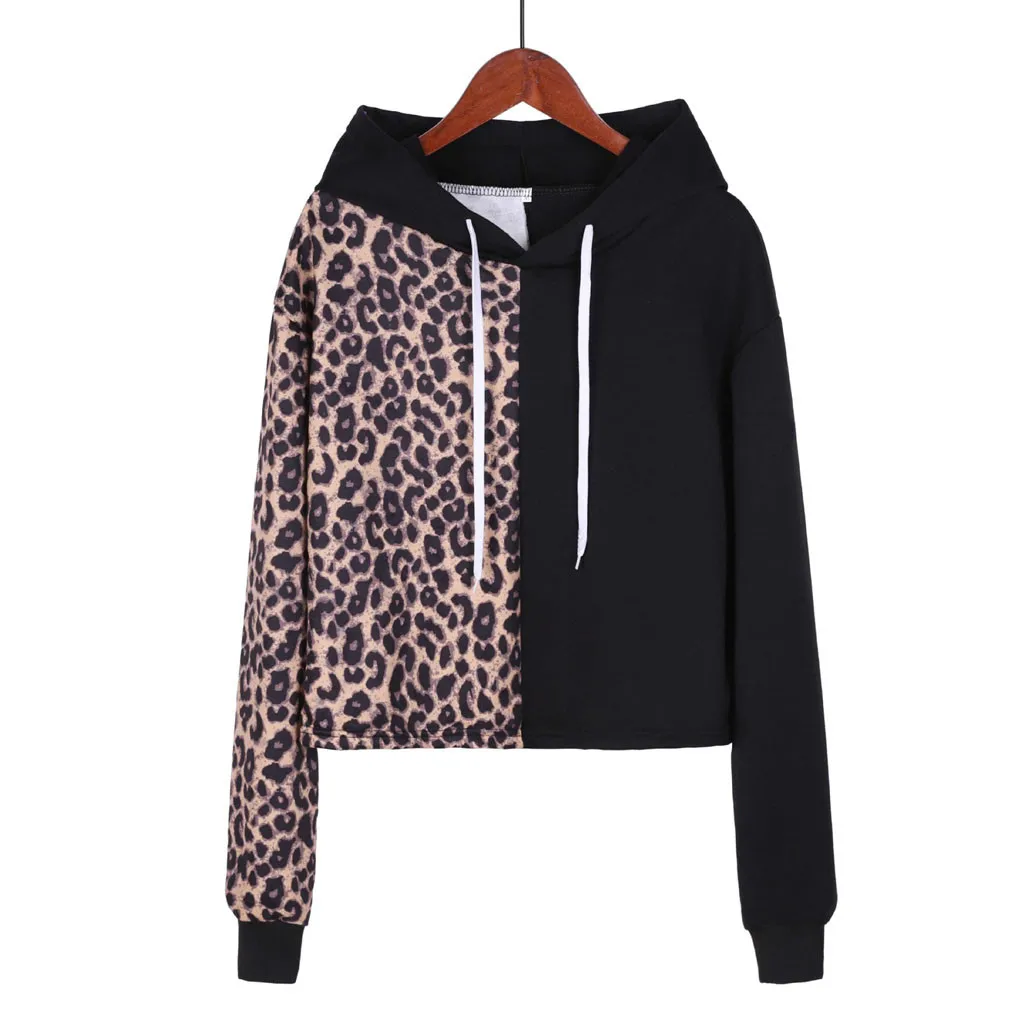 Womens Long Sleeve Sweatshirt Leopard Print Patchwork Hoodie Causal Personalized wild Fashion tops High Quality New Arrival 2019
Womens Long Sleeve Sweatshirt Leopard Print Patchwork Hoodie Causal Personalized wild Fashion tops High Quality New Arrival 2019