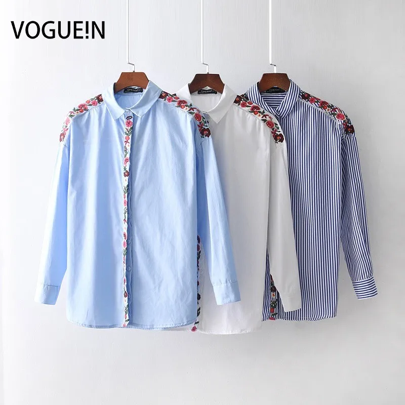 VOGUEIN New Womens Casual Embroidery Floral Long Sleeve Blue/White/Striped Button Down Shirt Blouse Tops Wholesale
VOGUEIN New Womens Casual Embroidery Floral Long Sleeve Blue/White/Striped Button Down Shirt Blouse Tops Wholesale