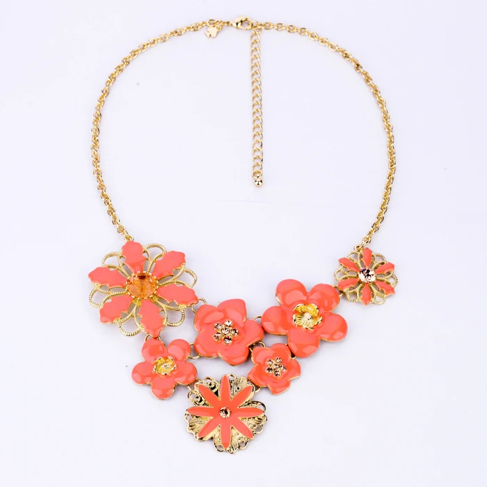 Sweat Orange Crystal Flower Necklace For Women Long Bohemia Romantic Jewelry Accessory | Украшения и аксессуары