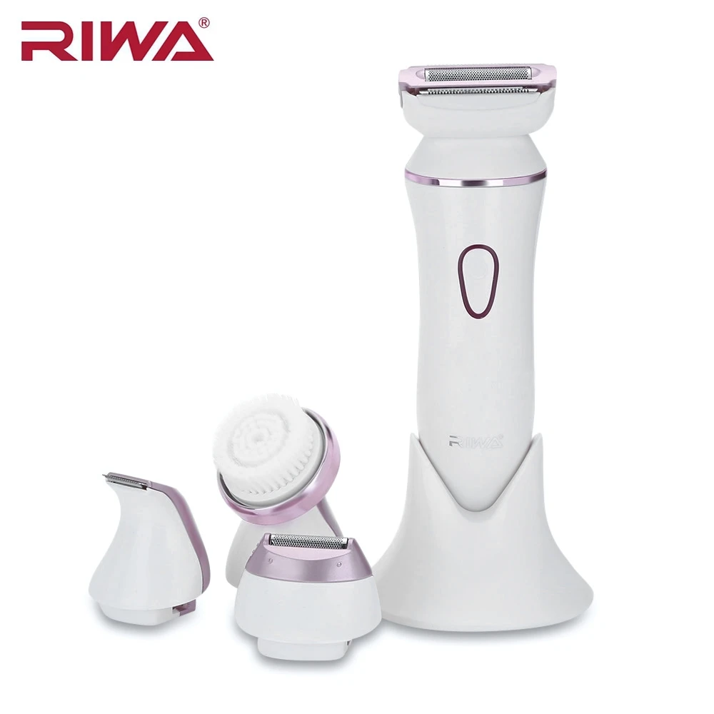 

RIWA Rechargeable Electric Epilator Women 4 In 1 Female Face Facial Cleaning Brush Waterproof Hair Removal Lady Shaver Machine