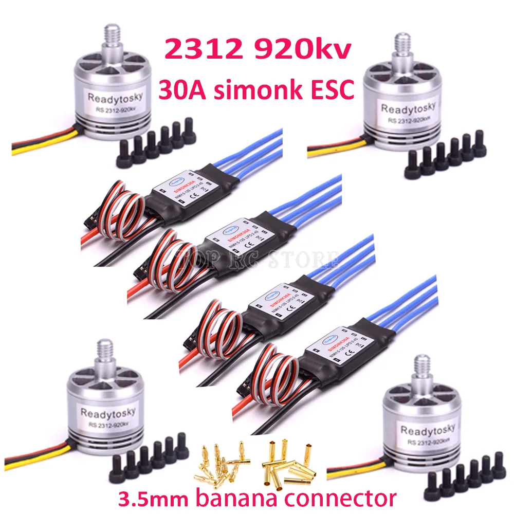 4pcs 2312 920KV 2-4S Brushless Motor CW CCW + 4pcs 30A simonk ESC 2-3S for F450 Quadcopter Multicopter
4pcs 2312 920KV 2-4S Brushless Motor CW CCW + 4pcs 30A simonk ESC 2-3S for F450 Quadcopter Multicopter