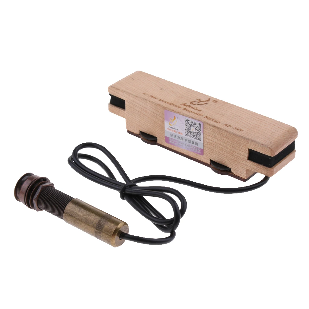 Ukulele Classical Guitar Sound Hole Pickup Preamp 2-Band EQ Equalizer Mahogany Tuner 10.5 x 2.5cm
