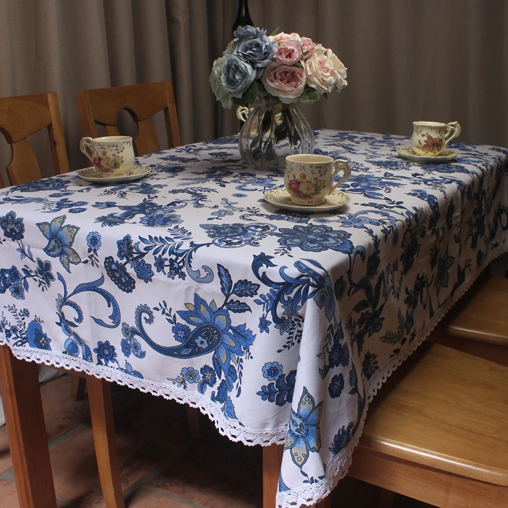 CURCYA Blue White Garden Tea Table Cover 100% Cotton Wedding Tablecloths Thick Pastoral Flowers Home Decorative Table Cloth
CURCYA Blue White Garden Tea Table Cover 100% Cotton Wedding Tablecloths Thick Pastoral Flowers Home Decorative Table Cloth