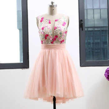 Peach A-Line Scoop Neck Knee-Length Embroidery Tulle Prom Party Formal Evening Dress M 263507
Peach A-Line Scoop Neck Knee-Length Embroidery Tulle Prom Party Formal Evening Dress M 263507