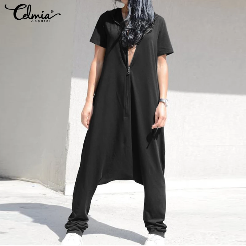 Celmia Women Jumpsuits Overalls Short Sleeve Harem Pants Drop Crotch Loose Playsuit Hooded Combinaison Zipper Pantalon Plus Size
Celmia Women Jumpsuits Overalls Short Sleeve Harem Pants Drop Crotch Loose Playsuit Hooded Combinaison Zipper Pantalon Plus Size