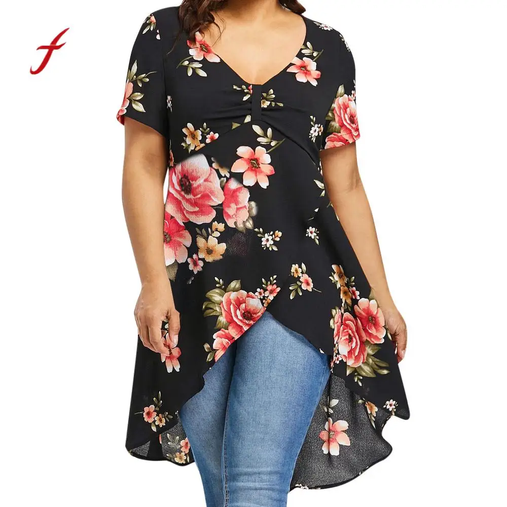 Feitong plus Size Top Summer Large Size Women Floral Printing Blouse Shirt Short Sleeve Loose Casual Tops Blouse /PY
Feitong plus Size Top Summer Large Size Women Floral Printing Blouse Shirt Short Sleeve Loose Casual Tops Blouse /PY
