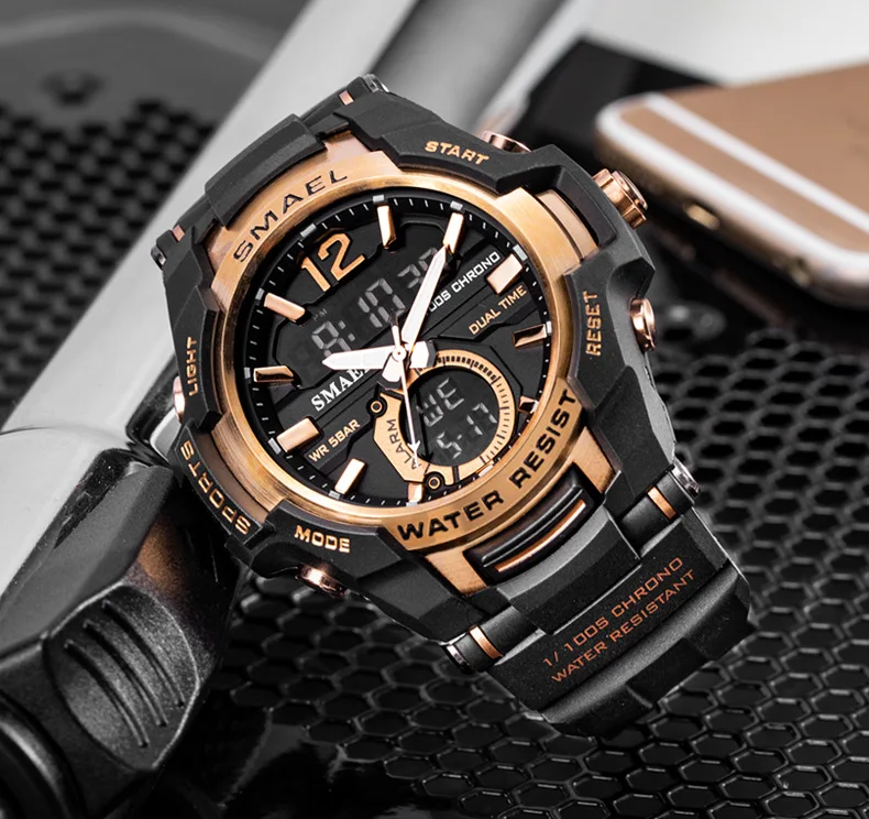 

2019 Men Smael Top Brand Sport Watch Waterproof 50m Wristwatch Relogio Masculino Militar 1805 Men's Clock Digital Military Army
