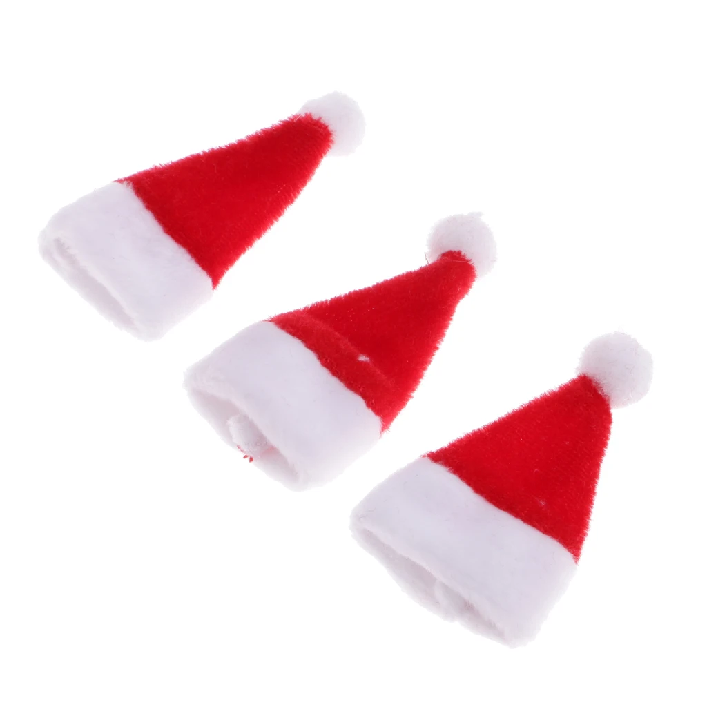 3pcs 1/12 Scale Santa Claus Hat Dollhouse Miniature Christmas Life Scenes Decoration Accessories