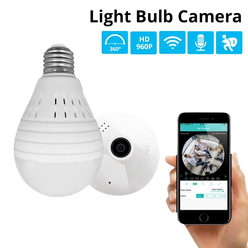 360 Degree Surveillance Camera Wireless IP Camera Fisheye Panoramic Infared Camera Security Camera Wifi Night Vision Bulb Lamp
360 Degree Surveillance Camera Wireless IP Camera Fisheye Panoramic Infared Camera Security Camera Wifi Night Vision Bulb Lamp