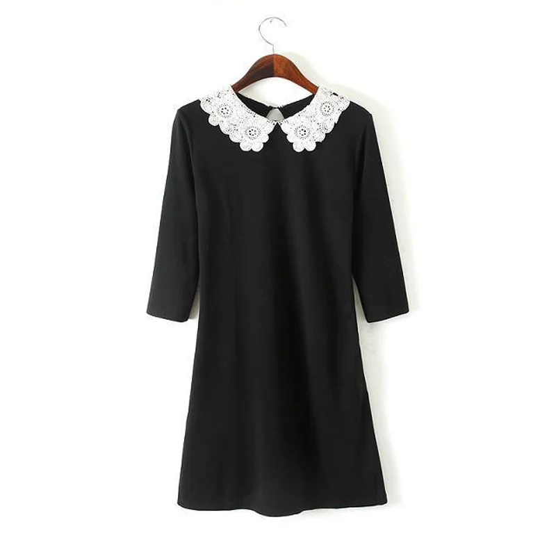 PERHAPS U black white lace turn down collar short sleeve short midi dress office lady a line elegant women female D0147
PERHAPS U black white lace turn down collar short sleeve short midi dress office lady a line elegant women female D0147
