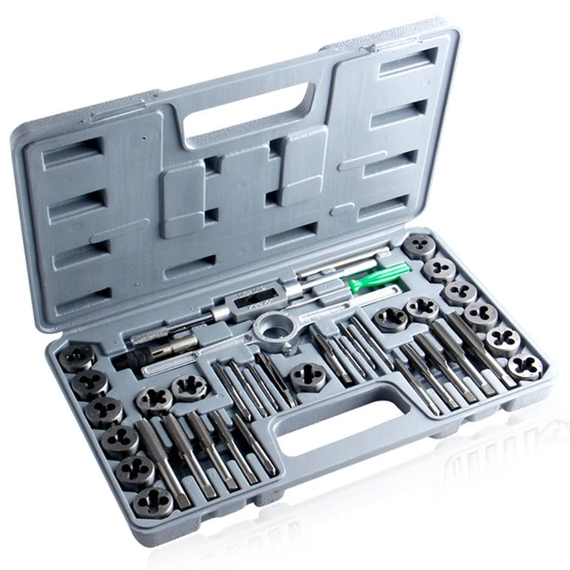 40Pcs Tap Die Set Hand Thread Plug Taps Handle Alloy Steel Inch Threading Tool With Case
40Pcs Tap Die Set Hand Thread Plug Taps Handle Alloy Steel Inch Threading Tool With Case