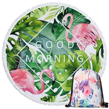 Flower and Flamingo Pattern Summer Beach Towel Soft Microfiber Beach Swimming Towel Sport Yoga Mat Sunbathing Towel