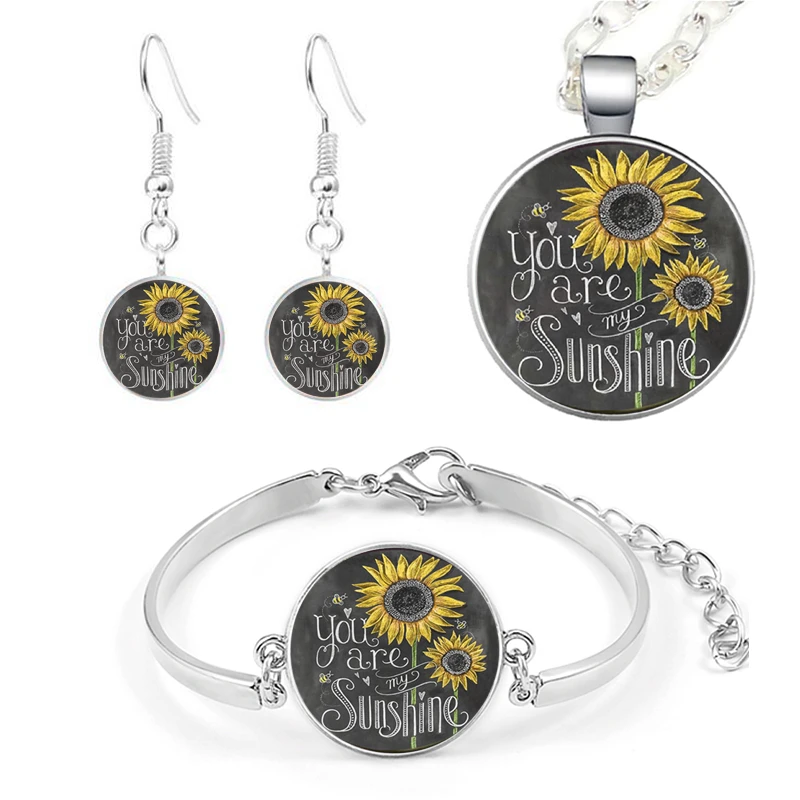 Набор украшений "You Are My Sunshine" ожерелье из подсолнечника кулон браслет серьги