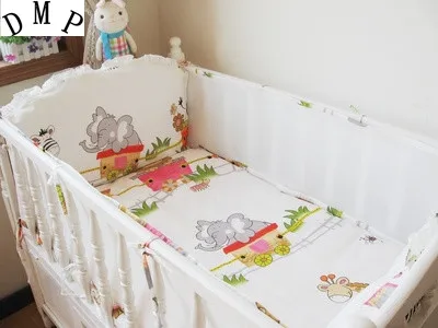 Promotion! 5PCS Baby Bumper Set Baby Crib Bedding Set Cot Set Bed Sheet ,include:(bumper+sheet)