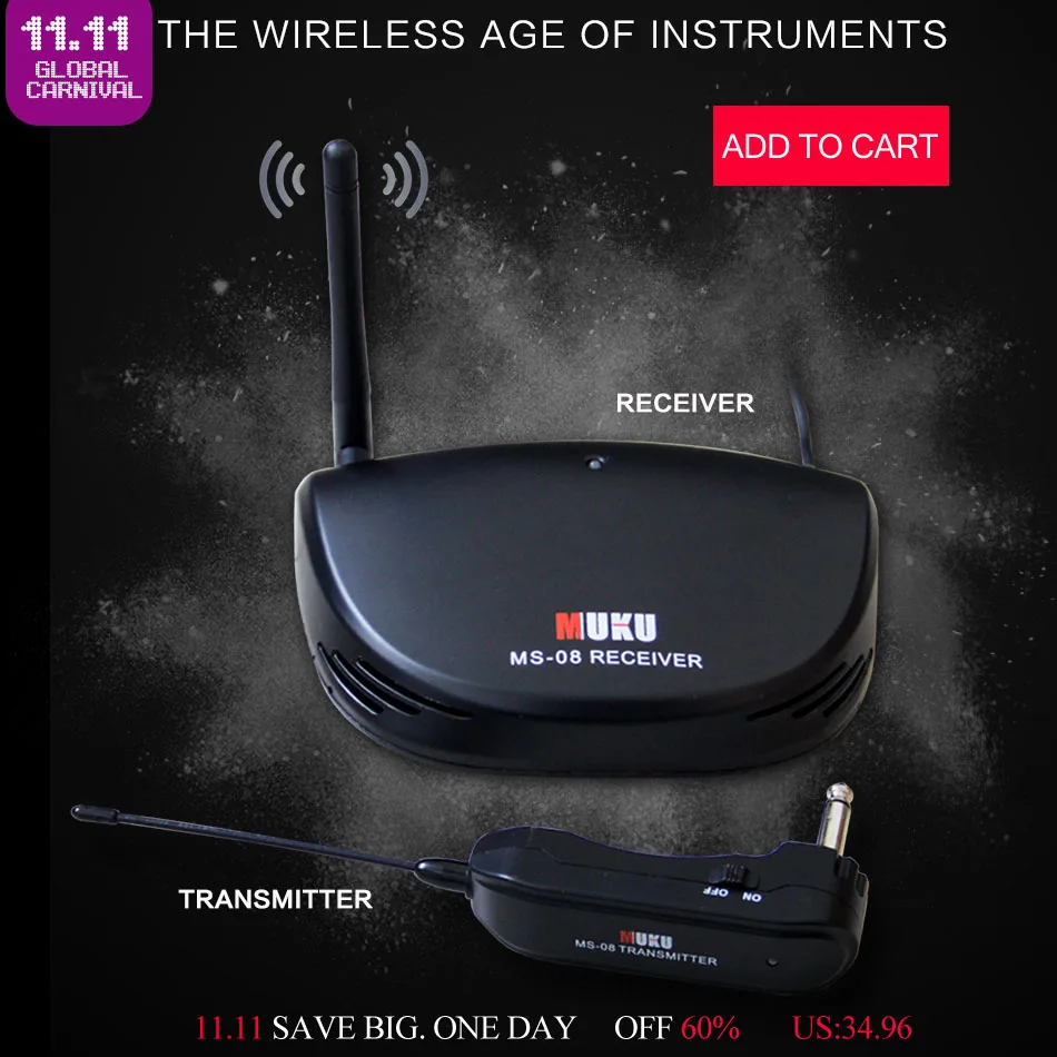 MUKU MS-08 Wireless Audio Transmission for All types of guitar & basses Guitar Accessories Wireless Electric Guitar Transmitter
MUKU MS-08 Wireless Audio Transmission for All types of guitar & basses Guitar Accessories Wireless Electric Guitar Transmitter