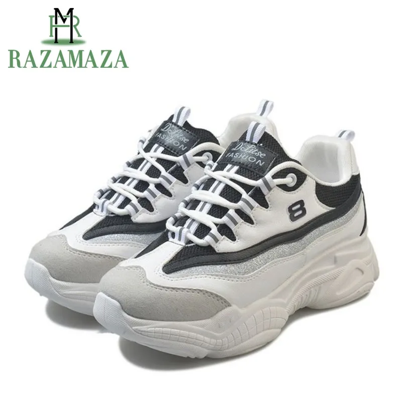RAZAMAZA Women Wedges Sneakers Mixed Color Stripe Casual Shoes Women Lace Up Platform Sneaker Fitness Outdoor Shoes Size 35-40
RAZAMAZA Women Wedges Sneakers Mixed Color Stripe Casual Shoes Women Lace Up Platform Sneaker Fitness Outdoor Shoes Size 35-40