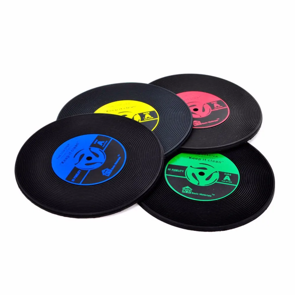 Retro-Vinyl-Drinks-Coasters-Table-Cup-Mat-Home-Creative-Decor-CD-Record-Coffee-Drink-Placemat-Tableware