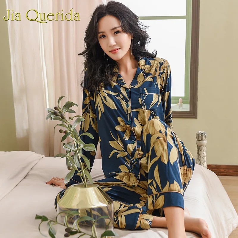 Pajama Cotton Luxury Lady Home Wear Women Pyjama Set 2019 Spring Plus Size Floral Printing Women Pyjamas Fashion Loungewear Suit
Pajama Cotton Luxury Lady Home Wear Women Pyjama Set 2019 Spring Plus Size Floral Printing Women Pyjamas Fashion Loungewear Suit