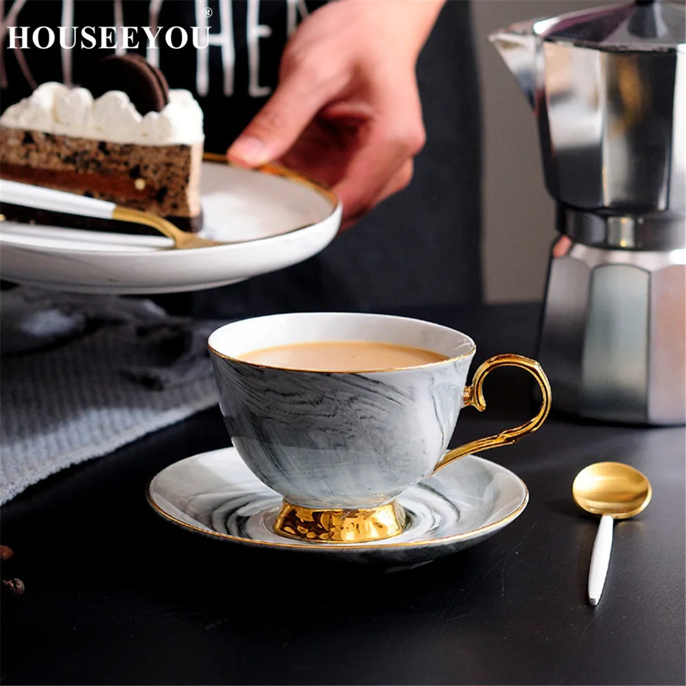 HOUSEEYOU 300ml Hand Painted High-Grade Coffee Cup Teacups Saucer Set European-style Marble Phnom Penh Ceramic Afternoon Tea Cup
HOUSEEYOU 300ml Hand Painted High-Grade Coffee Cup Teacups Saucer Set European-style Marble Phnom Penh Ceramic Afternoon Tea Cup