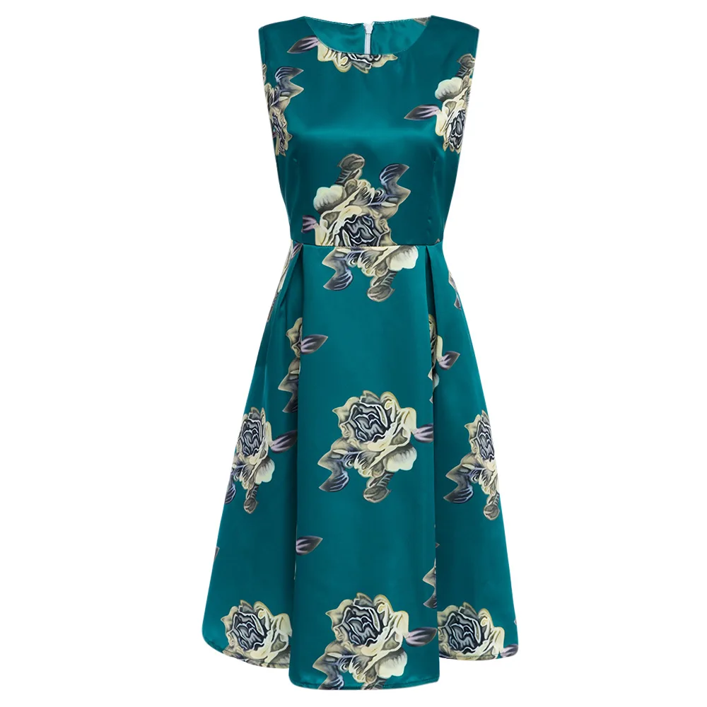 Joineles Vintage Party Women Dress Round Collar Sleeveless Back Zipper Dress Floral Print A Line Mid Calf Female Retro Vestidos
Joineles Vintage Party Women Dress Round Collar Sleeveless Back Zipper Dress Floral Print A Line Mid Calf Female Retro Vestidos