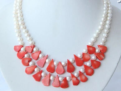 Hot sell -@> A07 stunning 2rows 7mm round white pearls red coral beads necklace -Top quality free shipping
Hot sell -@> A07 stunning 2rows 7mm round white pearls red coral beads necklace -Top quality free shipping