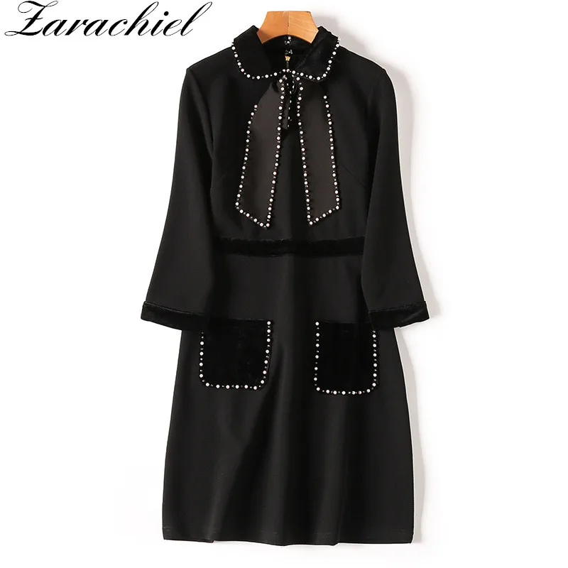 New 2019 Spring Designer Runway Women Vintage Beading Peter Pan Collar Big Bowknot Vestidos Patchwork Pocket Elegant Party Dress
New 2019 Spring Designer Runway Women Vintage Beading Peter Pan Collar Big Bowknot Vestidos Patchwork Pocket Elegant Party Dress