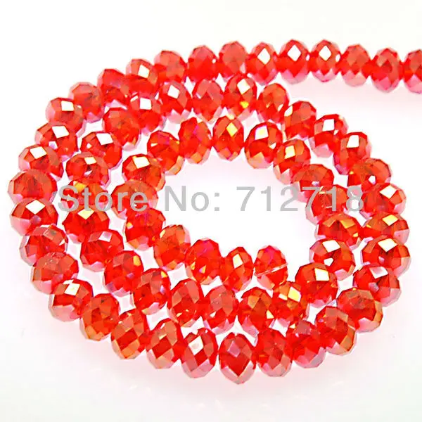 

Crystal rondelle beads AB plated faceted beads Lt siam 8x10mm rondelle,Sold of 5 strands (Min Order $20)