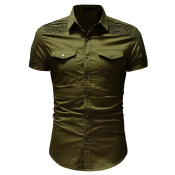 Spring Summer Fashion Cotton blend Men's Casual Slim Fit Button Shirt With Pocket Short Sleeve Casual Tops Blouse c0330
Spring Summer Fashion Cotton blend Men's Casual Slim Fit Button Shirt With Pocket Short Sleeve Casual Tops Blouse c0330