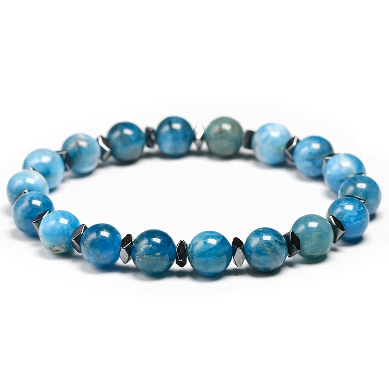 Natural 8mm Blue apatite with Hematite Beads Bracelet Bangles For Women Men Charm Stretchy Jewelry Handmade New Design
Natural 8mm Blue apatite with Hematite Beads Bracelet Bangles For Women Men Charm Stretchy Jewelry Handmade New Design