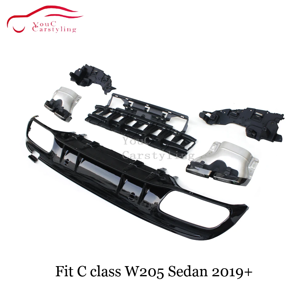W205 Rear Diffuser Lip with 4-outlet Exhaust Tips AMG Style for Mercedes C Class W205 S205 2015 - 2019 Sedan with AMG Package
W205 Rear Diffuser Lip with 4-outlet Exhaust Tips AMG Style for Mercedes C Class W205 S205 2015 - 2019 Sedan with AMG Package