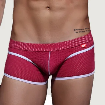 Mesh Men Underwear Brand Sexy Low Waist Male Boxer Shorts Swimwear Underpants Bag Ball Pouch Sheer Bikini Mens Panties Wholesale