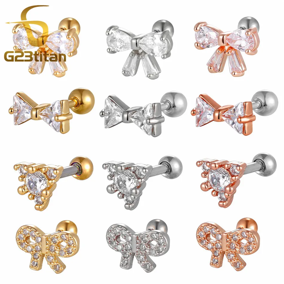 Surgical Steel CZ Gem Bow Ear Cartilage Tragus Helix Piercing Labret Studs 16g Gold Rose Gold Silver Color Ear Ring Body Jewelry
Surgical Steel CZ Gem Bow Ear Cartilage Tragus Helix Piercing Labret Studs 16g Gold Rose Gold Silver Color Ear Ring Body Jewelry