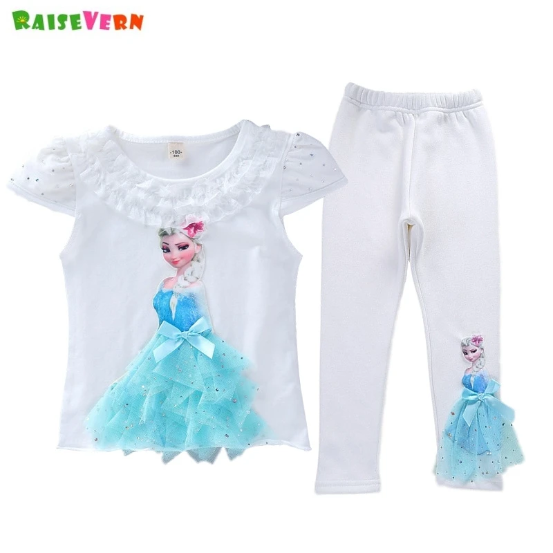 New Summer Girls Clothes Sets Cartoon Childen Cotton Tees Lace Princess T Shirt + Long Pants Leggings 3D Kids Clothing
New Summer Girls Clothes Sets Cartoon Childen Cotton Tees Lace Princess T Shirt + Long Pants Leggings 3D Kids Clothing