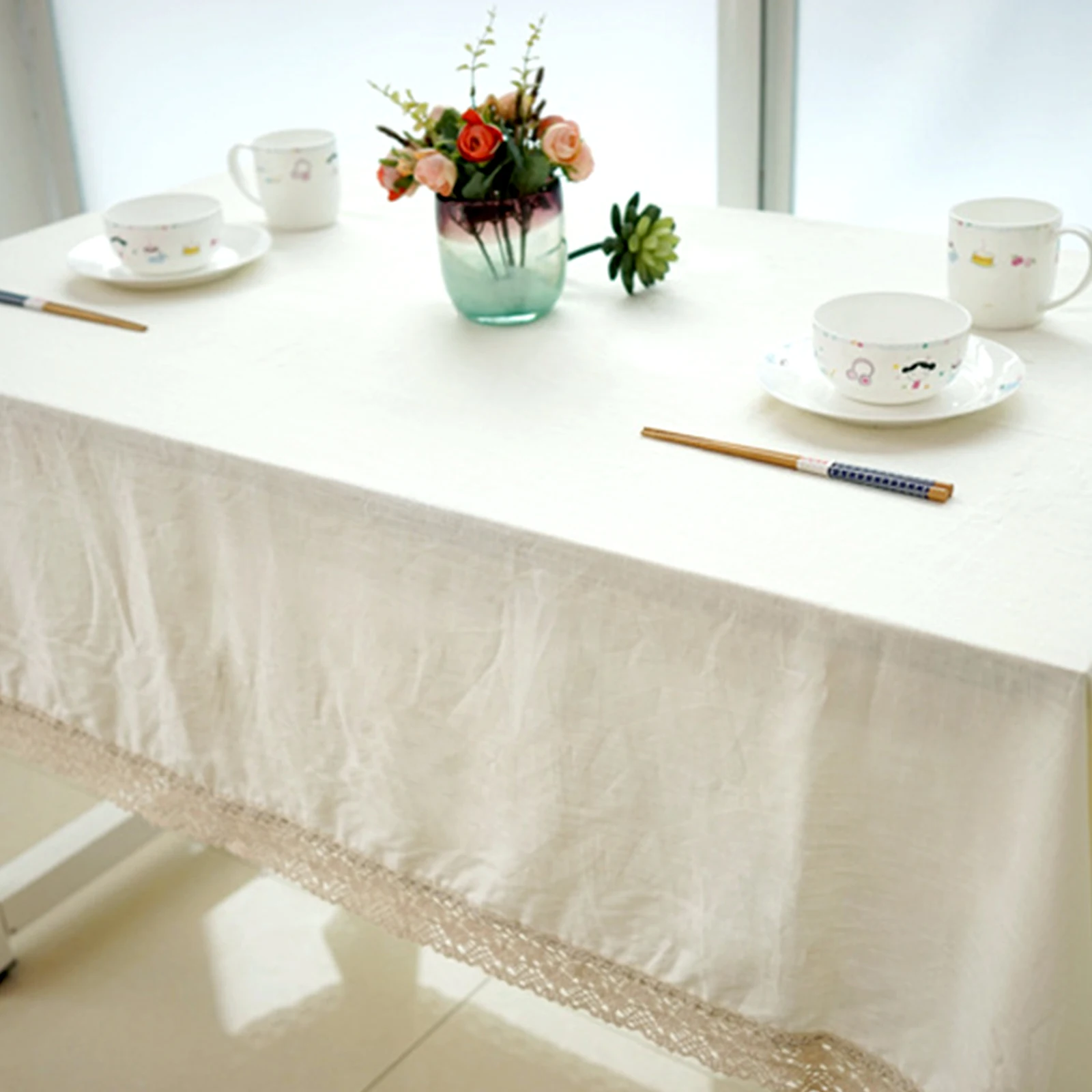 Solid Color Linen Cotton Rectangle Tablecloth Lace Hem Splice Dining Table Cover Washable For Home Wedding Banquet Party Supply
Solid Color Linen Cotton Rectangle Tablecloth Lace Hem Splice Dining Table Cover Washable For Home Wedding Banquet Party Supply