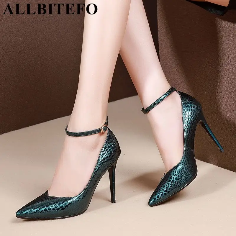 ALLBITEFO new fashion brand Snake texture genuine leather women heels shoes woman high heel shoes party shoes heel height 10 cm 
ALLBITEFO new fashion brand Snake texture genuine leather women heels shoes woman high heel shoes party shoes heel height 10 cm